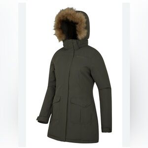 Like New Mountain Warehouse Women's Green Padded Jacket with Faux Fur Trim